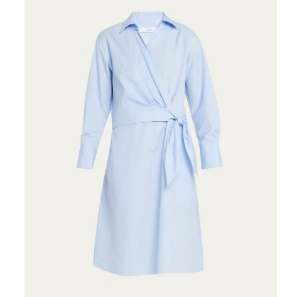 NWT $425 Vince Long-Sleeve Short Wrap Shirtdress Size 8 - Picture 2 of 16